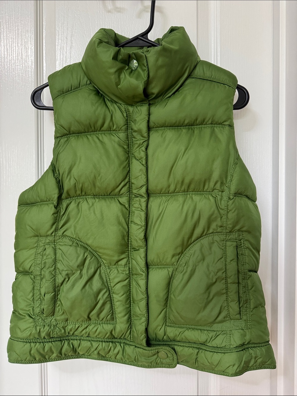 Old Navy Green Quilted Puffer Vest with Stand Collar